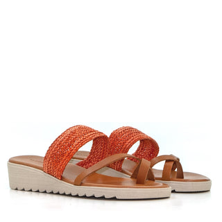 SANDALIA 2041 VAQ.CUERO/TRENZA NARANJA