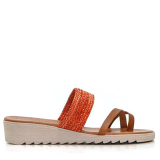 SANDALE 2041 VAQ.CUIR/TRESSE ORANGE