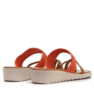 SANDALIA 2041 VAQ.CUERO/TRENZA NARANJA