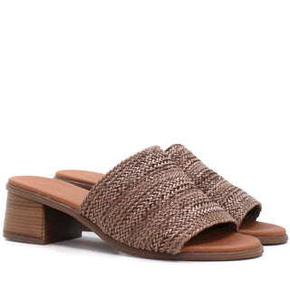 SANDALIA MOON PIEL VAQUETA SINTETICA MARRON CHOCOLATE