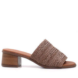 SANDALIA MOON PIEL VAQUETA SINTETICA MARRON CHOCOLATE