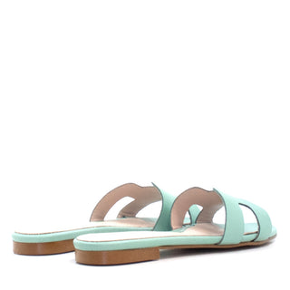 SANDALIA ANNETTA EN PIEL VAQUETA VERDE MANZANA