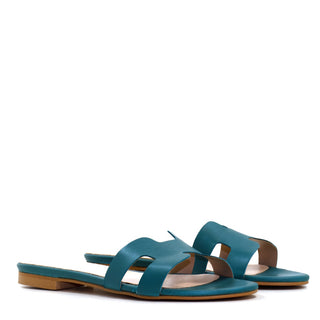 SANDALIA ANNETTA EN PIEL NAPA TURQUOISE