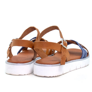 SANDALIA VELA VAQUETA AZUL PLATA