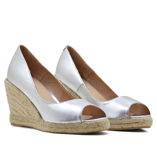 ZAPATO PEEP TOE TUCU METALIZADO PLATA