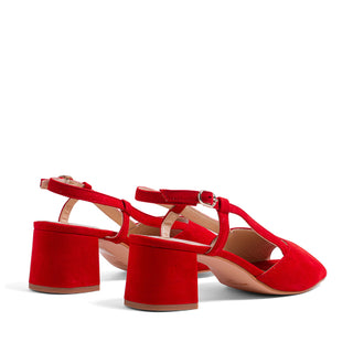 SANDALE EN CUIR DAIM ROUGE 101